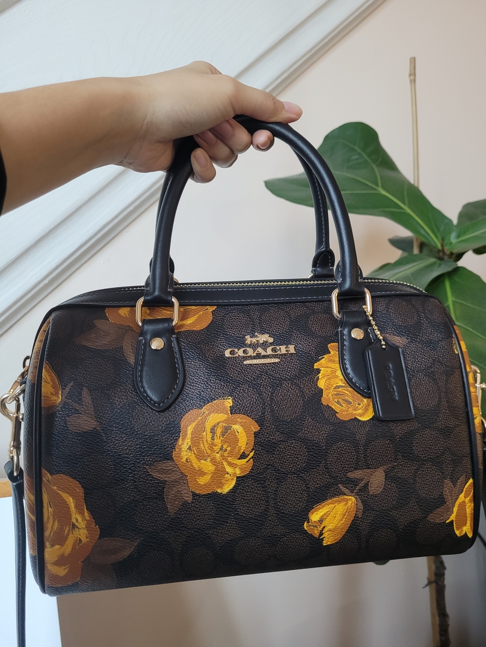 Coach Rowan Satchel Bag in Signature Canvas with Floral Print - Picture 11 of 16